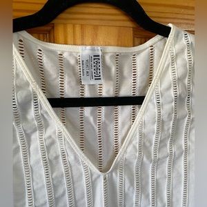 Wolford Off-White Velvet-Mix tank top with cutout pattern • Size 4-6